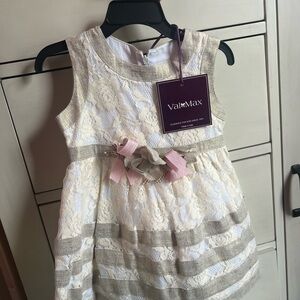 Cream and Pink Kids Dress